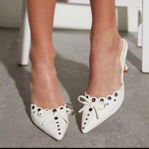 Vici White Heels with Bow Detail